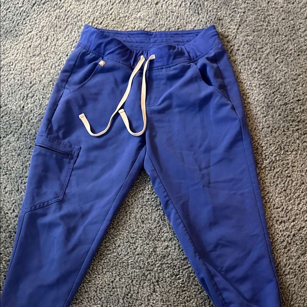 Figs Winning Blue Jogger Pants with White Drawstring